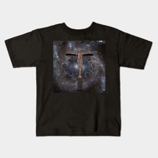 Crucified cyborg in space Kids T-Shirt